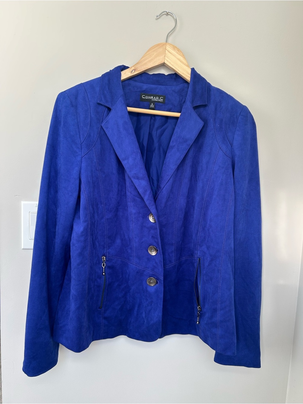 Conrad C Royal Blue Suede Blazer Jacket - Women's
